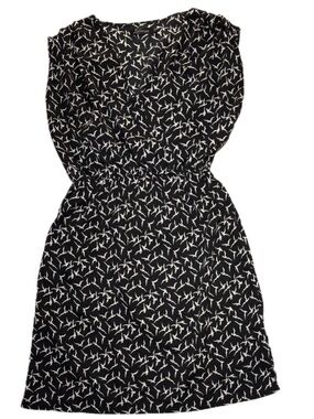 Lulamae Black and White Bird Print Sleeveless Dress Small